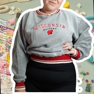 Red Oak vintage mens gray red Emrbroidered Wisconsin badgers Large